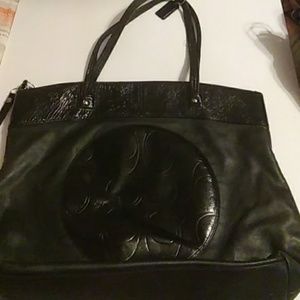 Black leather & Patented Leather shoulder bag